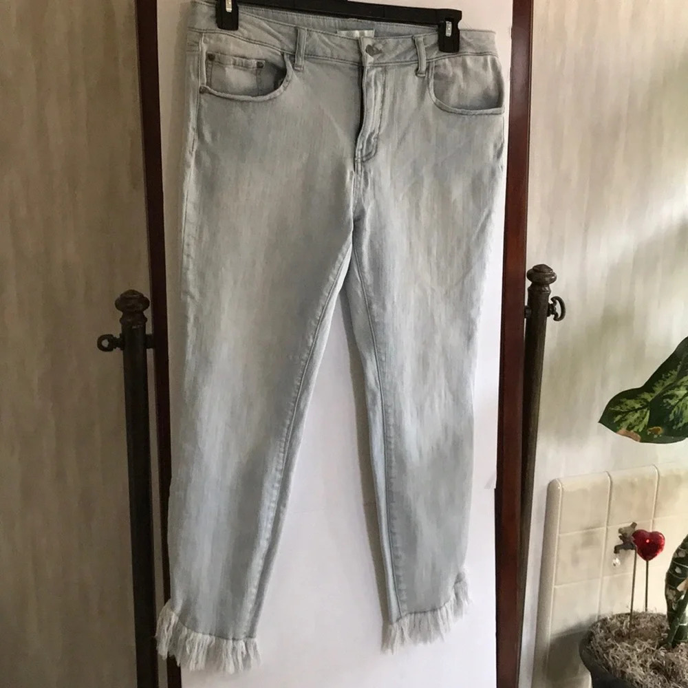 Abound light wash bottom fringe jeans